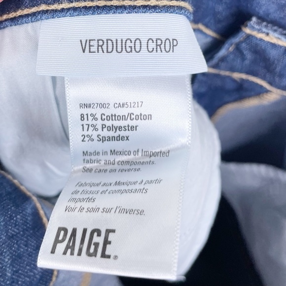 Paige Denim Verdugo Crop Dark Wash Zach Distressed Jeans Women's Size 31 - Picture 6 of 8
